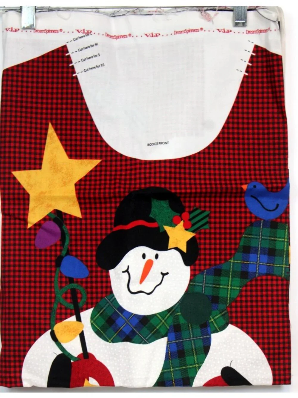 Dream Spinners Cranston Fabric Panel Snowman Jumper Woman XS-L Sz 6-20 Red Plaid